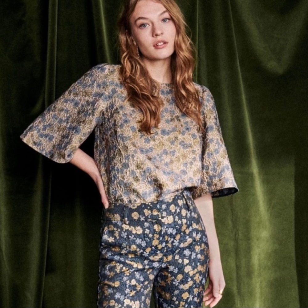 SÉZANE Gabrielle Blouse, Jacquard Floral, FR36/US4
